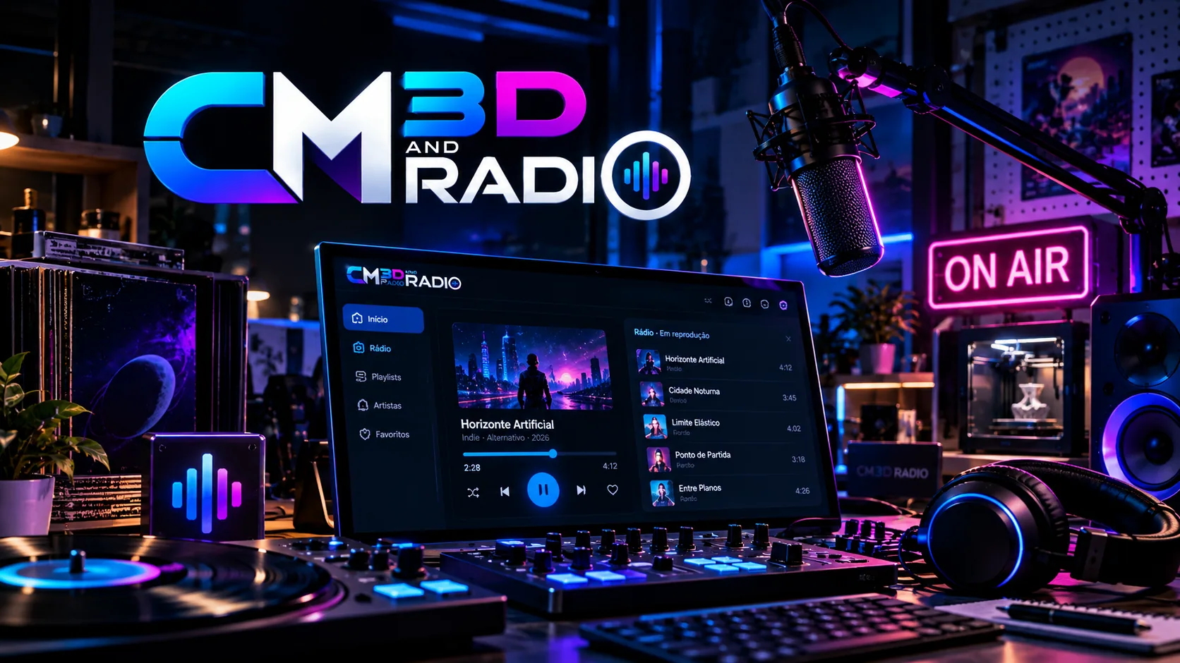 CM 3D & Radio, acervo musical e estúdio de impressão 3D.